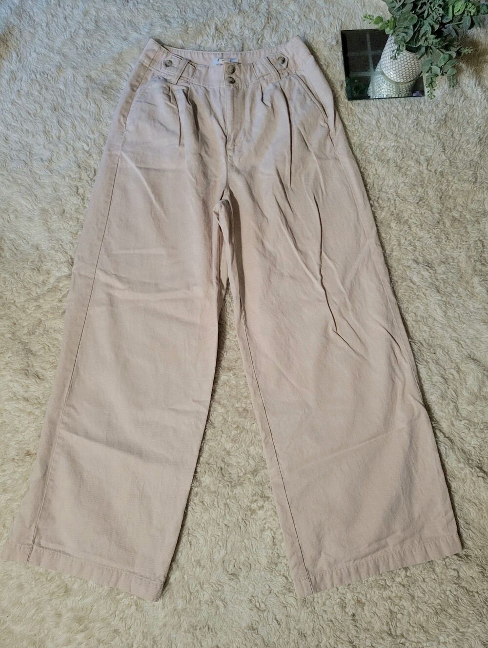 Madewell The Harlow Wide-Leg Pants in Light Beige /Sand, Size 00P